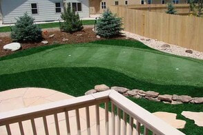 fake grass design in a frontyard