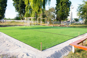 artificial grass installed on a playground